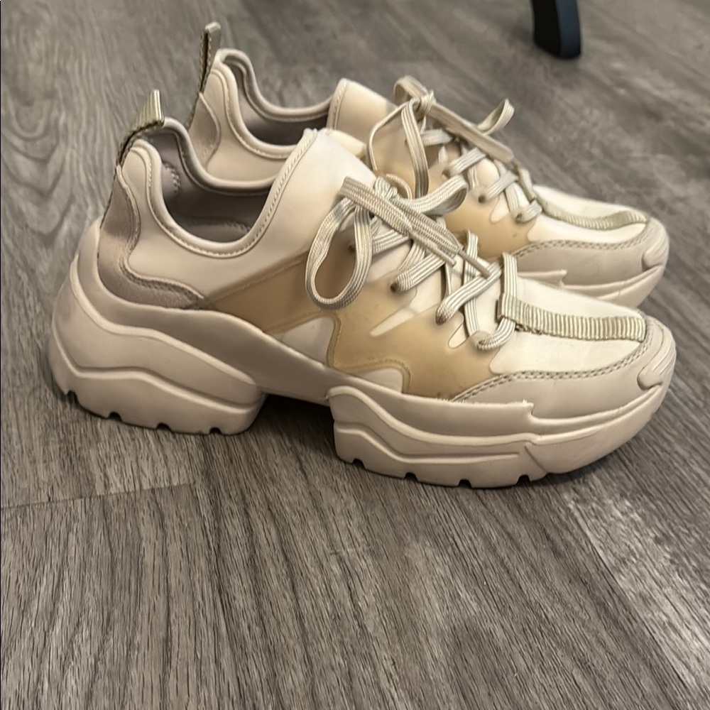 Zara Cream and Tan Chunky Sneakers
